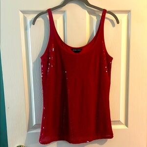New York & Company Red Fitted Sequin Camisole. Size M.